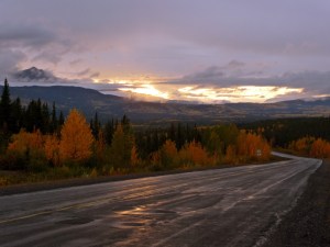 Icy Road with Rays of Light